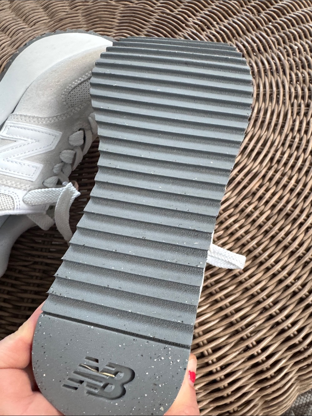 New Balance Women’s White and Light Gray Platform Sneakers - Picture 9 of 10